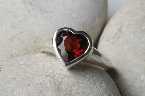 1.5ct Heart Cut Red Garnet Engagement Ring Solitaire Promise 14k White Gold Over