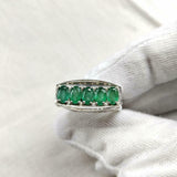 3ct Engagement Ring Oval Cut Green Emerald Filigree Cocktail 14k White Gold Over