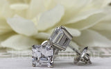 1ct Asscher Cut Simulated Diamond Solitaire Stud Earrings 14k White Gold Plated