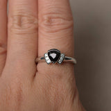 Unique Design Engagement Ring 1ct Trillion Black Diamond 14k White Gold Finish