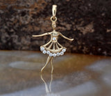 1ct Round Cut Diamond Ballerina Charm Pendant 14k Yellow Gold Finish NO CHAIN