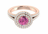 2ct Round Pink Sapphire Dual Halo Split Shank Engagement Ring 14k Rose Gold Over