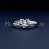 1ct Heart Cut Simulated Diamond Three Stone Engagement Ring 14k WhiteGold Plated