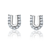 1.5Ct Round Cut Diamond U Shaped Minimalist Stud Earrings 14K White Gold Finish