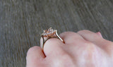 2ct Oval Cut Peach Morganite Engagement Ring 14k Rose Gold Finish Halo Promise