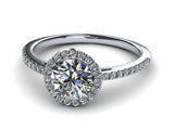 1.3ct Round Cut Diamond Accent Halo Solitaire Engagement Ring 14k Gold Finish