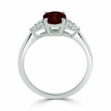 1.5Ct Oval Cut Red Garnet Engagement Ring 14K White Gold Finish Diamond Accents