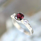 1.2ct Cushion Cut Pink Ruby Engagement Ring Trilogy Solitaire 14k WhiteGold Over