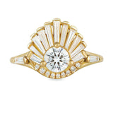 3ct Round Cut Diamond Engagement Ring 14k YellowGold Over Vintage Crown Art Deco