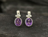 2ct Stud Earrings Oval Cut Purple Amethyst Stylish Partywear 14k White Gold Over