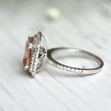 4Ct Cushion Cut Morganite Diamond Dual Halo Engagement Ring 14K White Gold Over