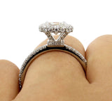 3Ct Asscher Cut Diamond Hidden Halo High Set Engagement Ring 14K White Gold Over