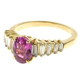 2ct Oval Cut Pink Sapphire Engagement Ring Baguette Accent 14k YellowGold Finish