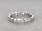 1.5ct Baguette Cut Diamond Wedding Band Stackable Eternity 14k White Gold Finish