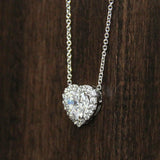 1.7ct Heart Cut Diamond Heart Halo Bridal Pendant 14k White Gold Finish NO CHAIN