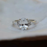 1.5ct Engagement Ring Oval Cut Diamond Petite Solitaire 14k White Gold Finish