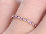 1.3ct Round Purple Amethyst Half Eternity Wedding Band Ring 18k Rose Gold Finish