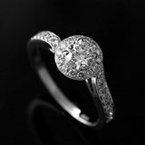 2.5Ct Round Cut Diamond Stylish Halo Engagement Ring Women 14K White Gold Finish