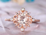 1ct Round Peach Morganite Engagement Ring 14k Rose Gold Finish Stackable Promise