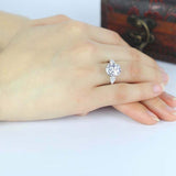 3ct Round Cut Diamond Engagement Ring Pear Accent Trilogy 14k White Gold Finish