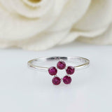 1ct Round Cut Pink Ruby Engagement Ring Floral Minimalist 14k White Gold Finish