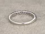 1.6ct Round Cut Purple Amethyst Wedding Band Half Eternity 14k White Gold Finish