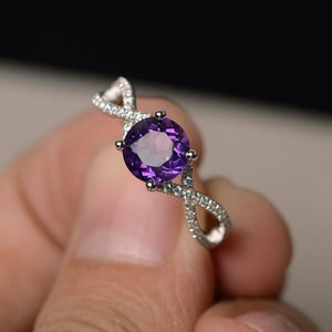 1.4ct Round Cut Purple Amethyst Engagement Ring 14k White Gold Finish Infinity