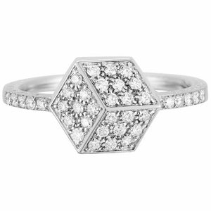 1.2ct Round Cut Diamond Engagement Ring Unique Cube Design 14k White Gold Finish