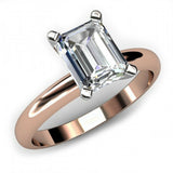 1ct Emerald Cut Diamond Classic Solitaire Engagement Ring Women 14k Gold Finish