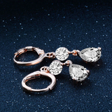 2Ct Pear Round Cut Diamond Elegant Women Tear Drop Earrings 14K Rose Gold Finish