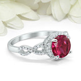 2ct Round Cut Pink Ruby Engagement Ring Twist Shank Halo 14k White Gold Finish