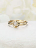 1ct Oval Cut Diamond Engagement Ring Minimalist Bridal Set 14k YellowGold Finish