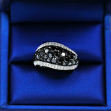 2.8ct Round Black Diamond Engagement Ring 14k White Gold Finish Classic Cocktail