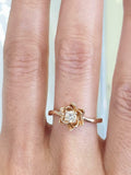 1ct Round Cut VVS1 Diamond Engagement Ring Flower Solitaire 14k Rose Gold Finish