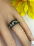 3ct Marquise Cut Black Diamond Half Eternity Wedding Ring 14k White Gold Finish