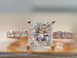 2.3ct Princess Cut Diamond Accent Women Engagement Ring 14k White Gold Finish