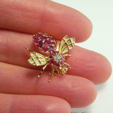 2.14ct Round Cut Pink Ruby Bee Design Pin Brooch 14k Yellow Gold Finish