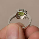 2ct Round Cut Green Peridot Engagement Ring 14k White Gold Finish Halo Promise