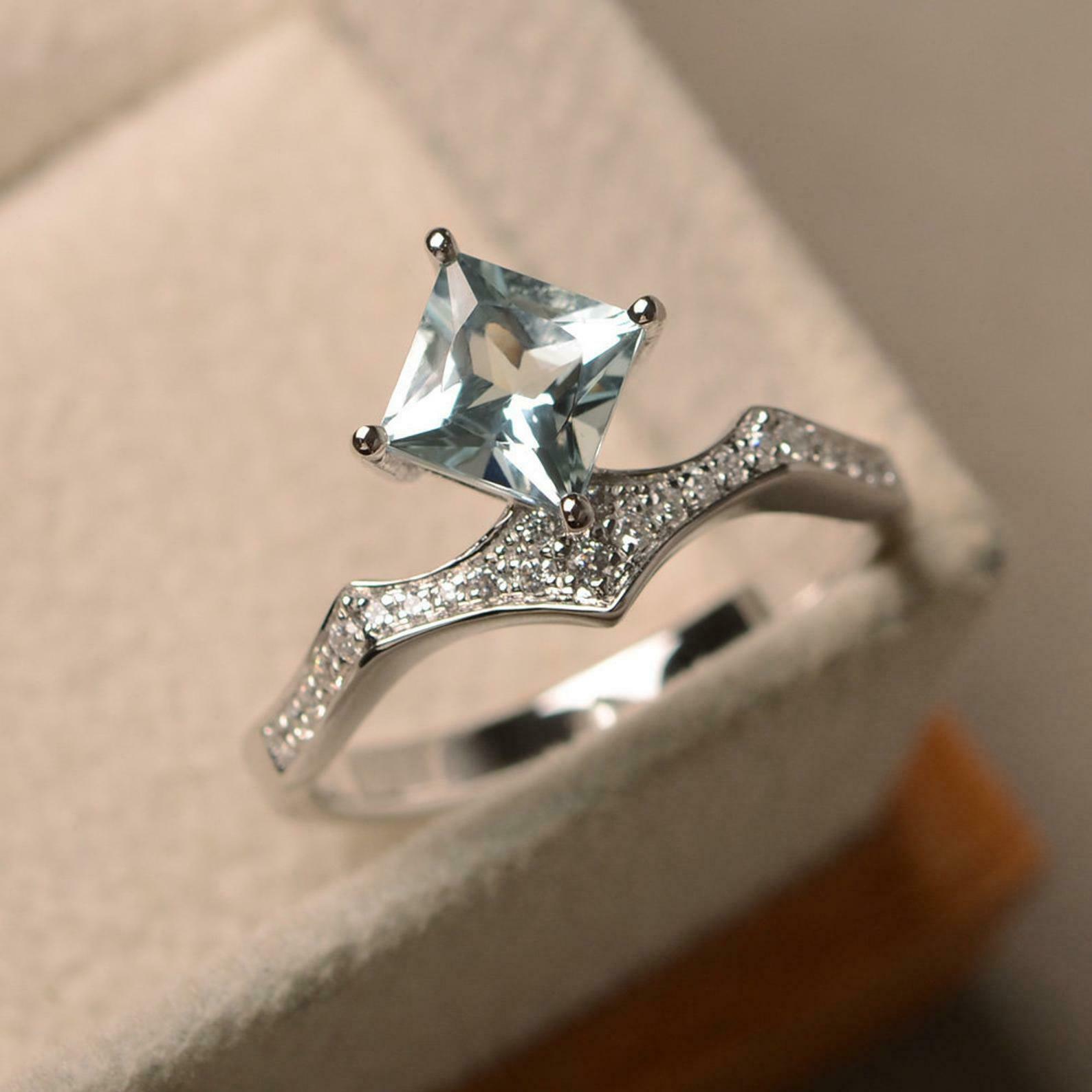 Kite set Salt Pepper Diamond engagement ring Cushion halo ring diamond ring  unique ring vintage ring white gold ring anniversary ring gift