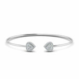 1ct Round Cut VVS1 D Diamond Halo Heart Open Cuff Bracelet 14k White Gold Finish