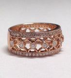 3Ct Round Cut Diamond Filigree Vintage Women Wedding Band 14K Rose Gold Finish