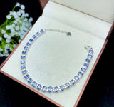 25Ct Oval Cut Tanzanite Diamond Partywear Tennis Necklace 14K White Gold Finish