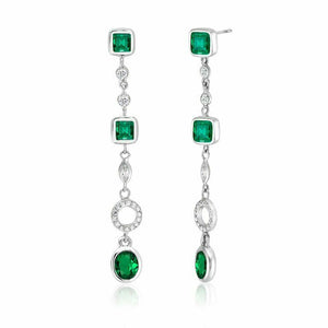 2.8ct Oval Cut Green Emerald Diamond Party Wear Drop Earrings 14k WhiteGold Over