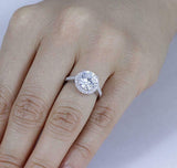 4Ct Round Cut Diamond Halo Engagement Ring 14K White Gold Finish with Accents