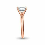 1.5ct Emerald Cut Diamond Engagement Ring Solitaire Women 14k Rose Gold Finish