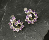 1.5ct Drop Earrings Round Cut Purple Amethyst Swirl Twist 14k White Gold Finish