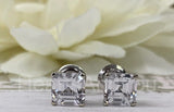 1ct Asscher Cut Simulated Diamond Solitaire Stud Earrings 14k White Gold Plated