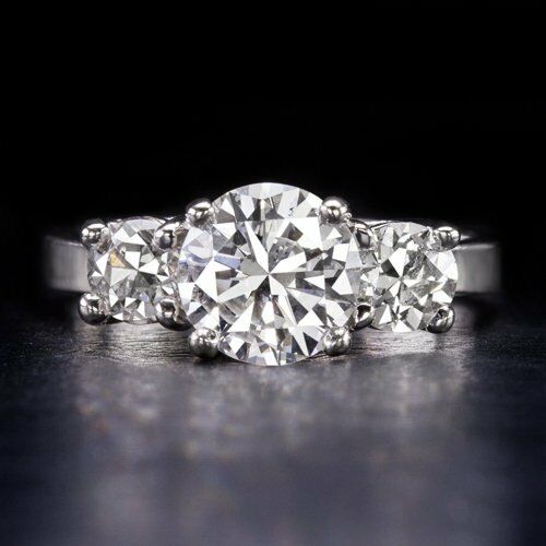 2.5Ct Round Cut Diamond Trilogy Solitaire Engagement Ring 18K White Gold Finish