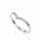 1Ct Round Cut Diamond V Shaped Petite Curved Wedding Band 14K White Gold Finish