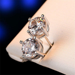 1.5ct Round Cut Moissanite 4 Prong Solitaire Stud Earrings 14K White Gold Plated